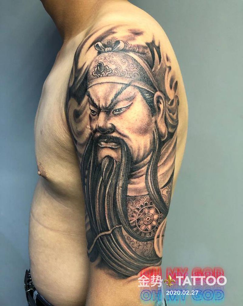 关公纹身图片_手臂新传统纹身图案