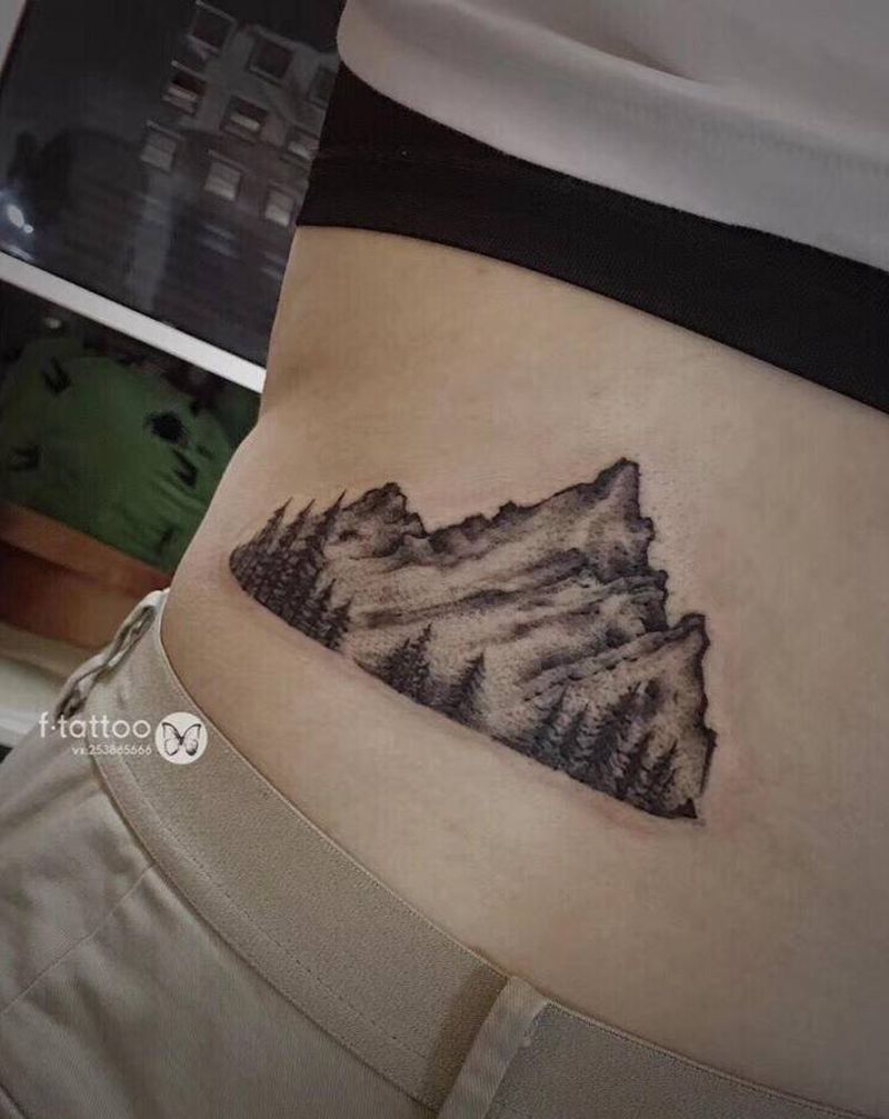 山.纹身图片_山小清新纹身图案