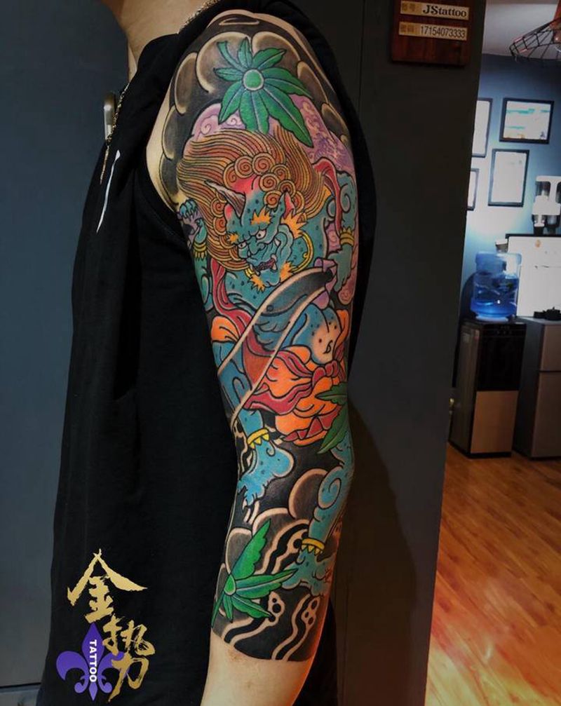 《疾风》纹身图片_手臂老传统纹身图案