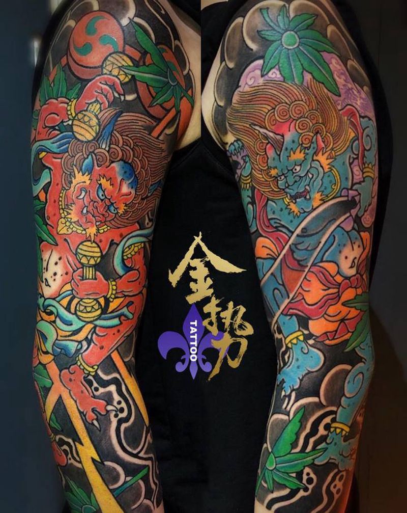 惊雷·疾风纹身图片_手臂老传统纹身图案