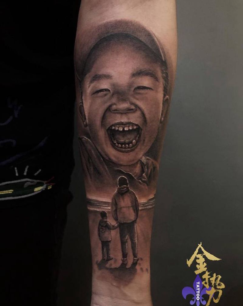 肖像写实纹身图片_手臂欧美写实纹身图案