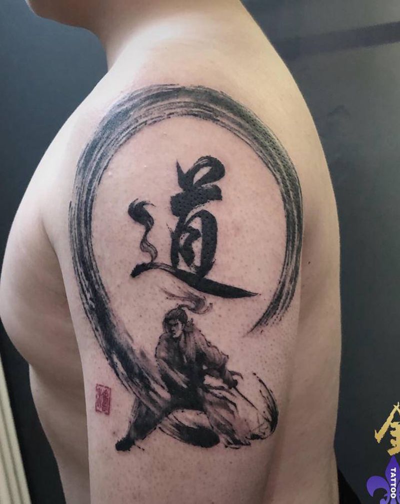 道纹身图片_手臂水墨纹身图案