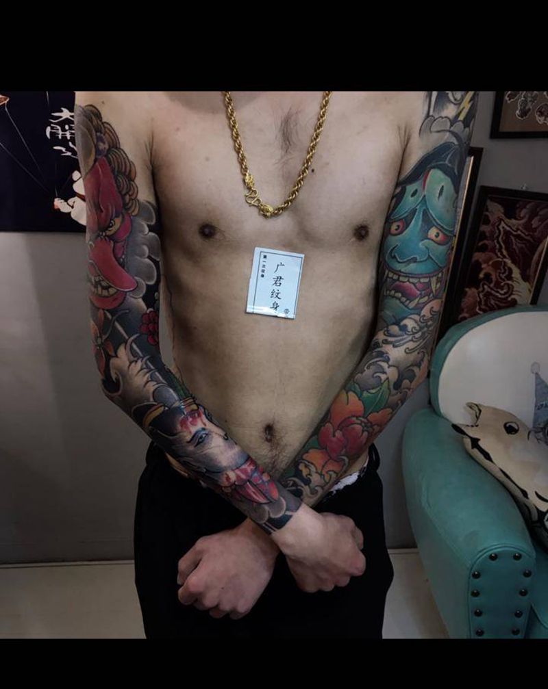 马甲纹身图片_老传统纹身图案