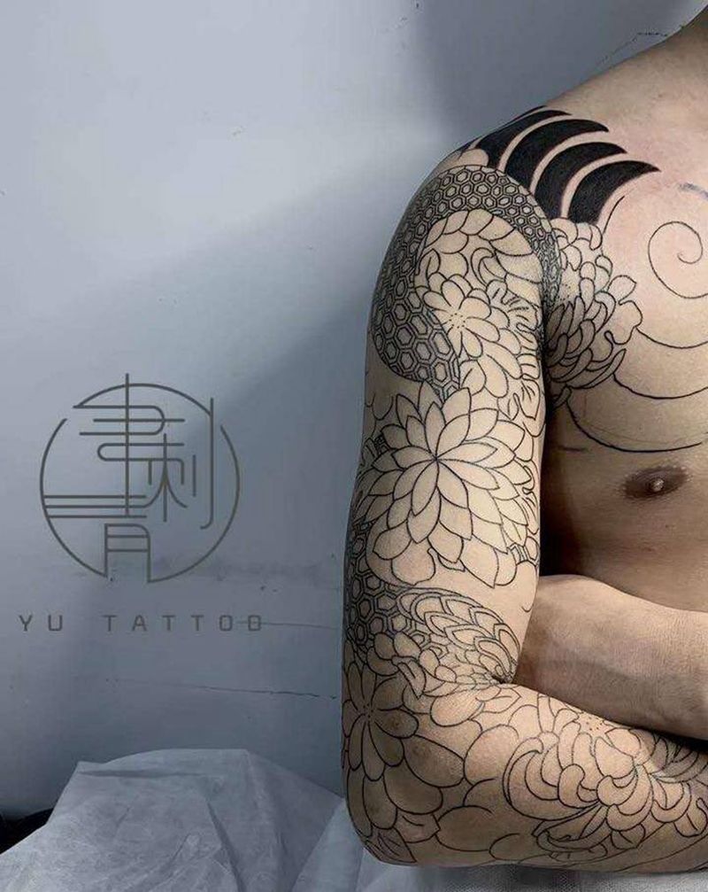 日式花臂继续中纹身图片_老传统纹身图案