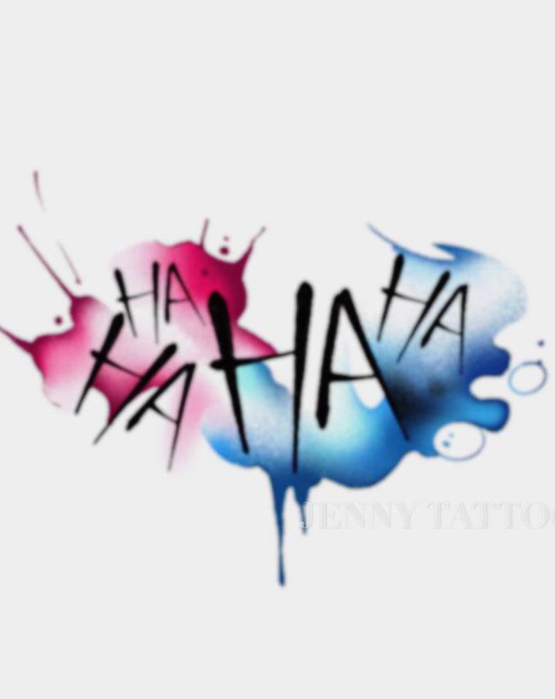 现场设计纹身图片_腰部腹部水彩字母小丑原创纹身图案