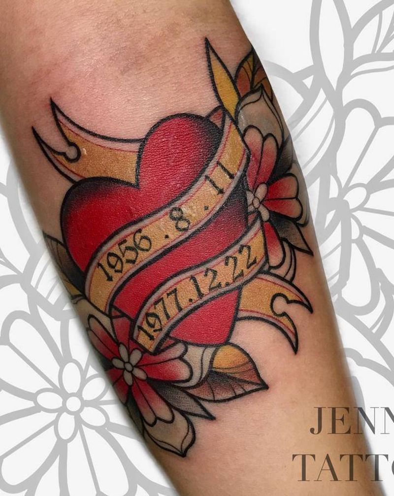 遮盖设计纹身图片_手臂Old School心花原创纹身图案
