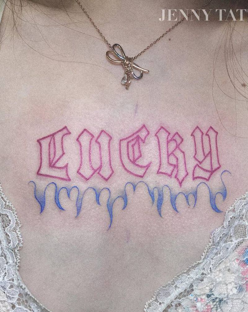 镂空设计纹身图片_胸部几何火焰哥特风格原创纹身图案