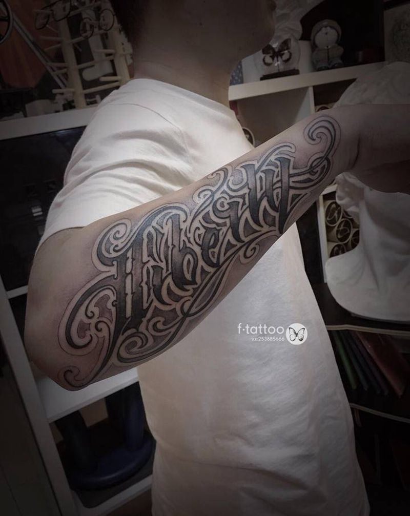 花体.纹身图片_手臂花体字英文纹身图案