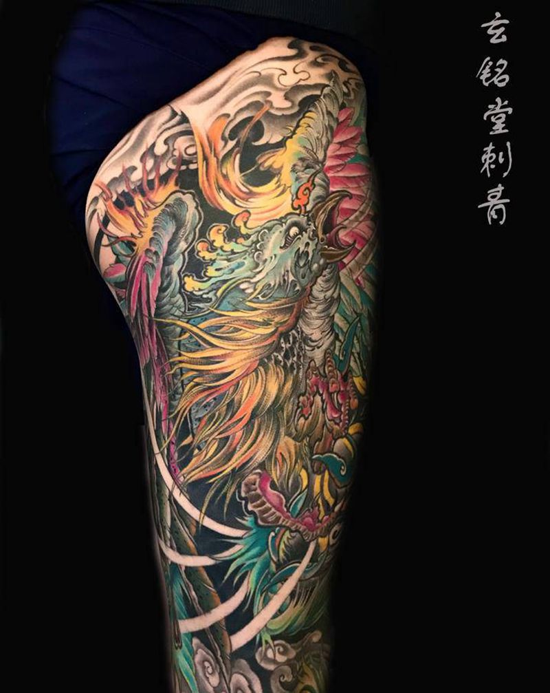 凤凰纹身图片_新传统纹身图案