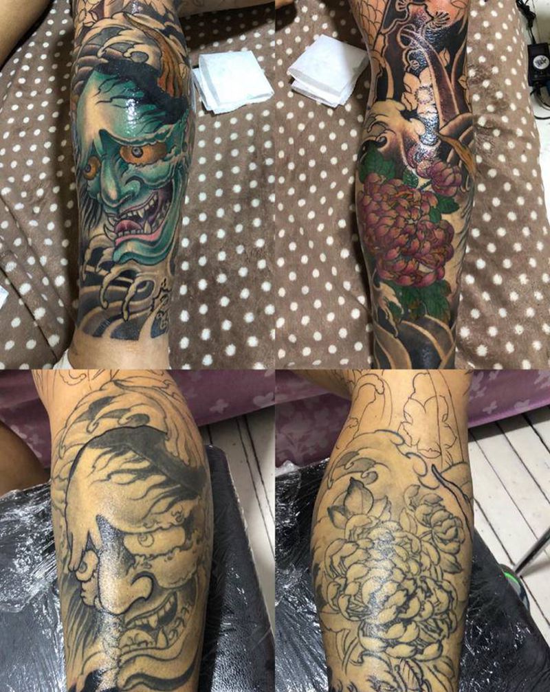 修改作品纹身图片_腿部纹身图案