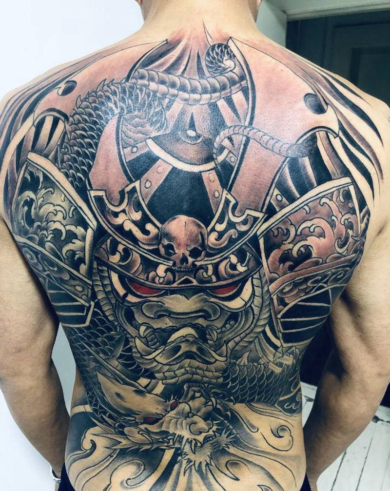 鬼武士纹身图片_背部臀部新传统老传统纹身图案