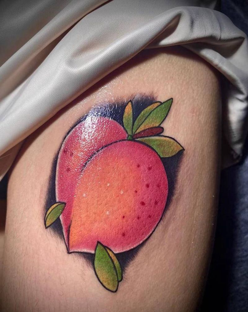 水蜜桃纹身图片_桃子纹身图案