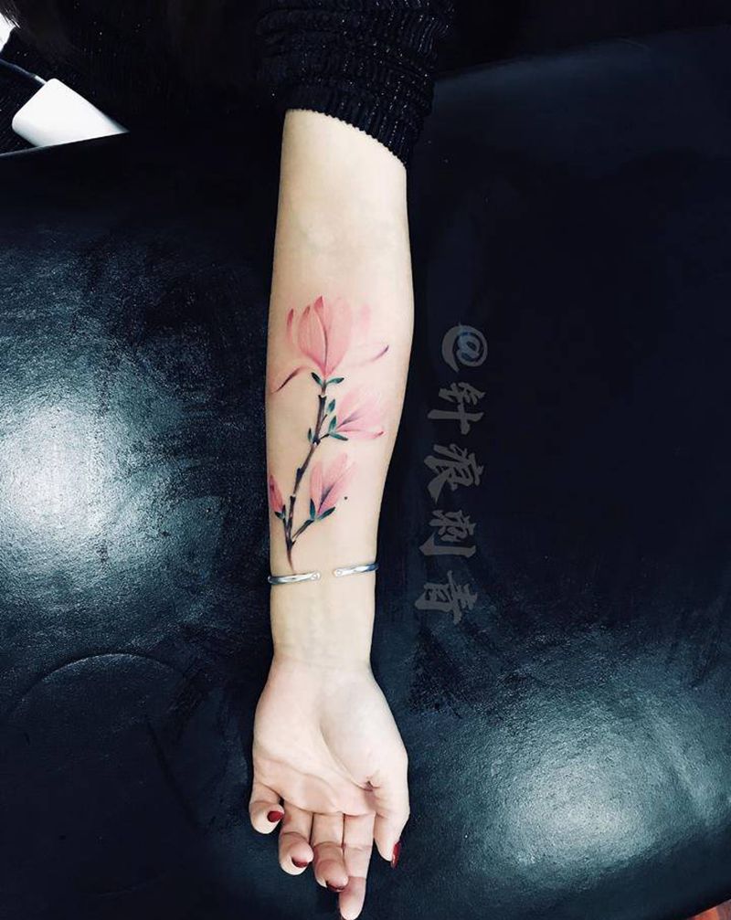 兰花纹身图片_水彩纹身图案