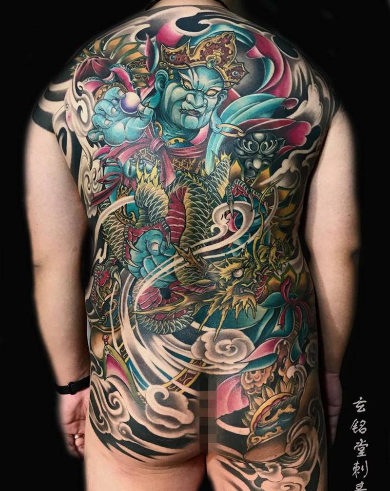广目天王纹身图片_新传统纹身图案