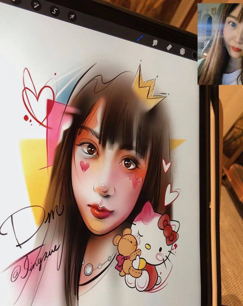 客订水彩肖像手稿纹身图片_胸部水彩肖像纹身图案