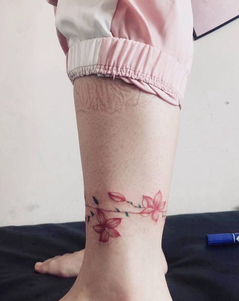 脚环纹身图片_腿部脚部老传统新传统纹身图案