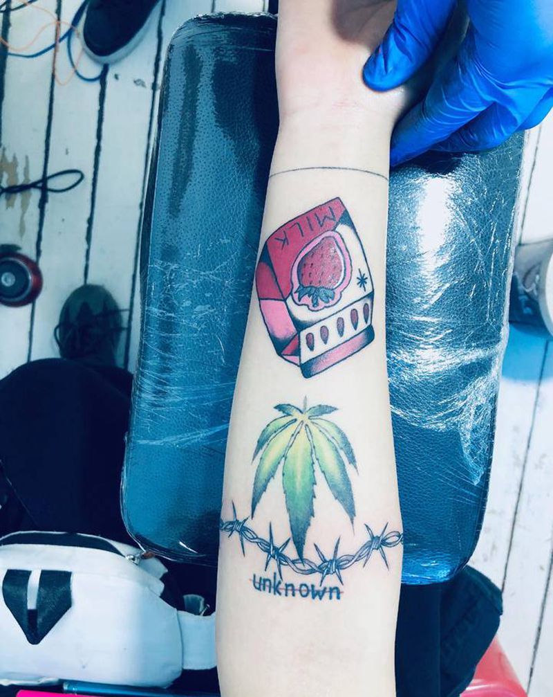 小图拼接纹身图片_手臂新传统纹身图案