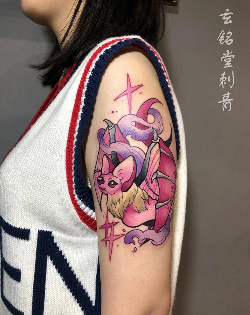 蝙蝠纹身纹身图片_New School新传统纹身图案