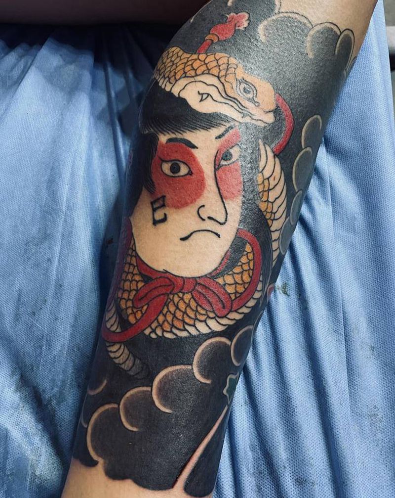 老传统包小腿纹身图片_腿部纹身图案