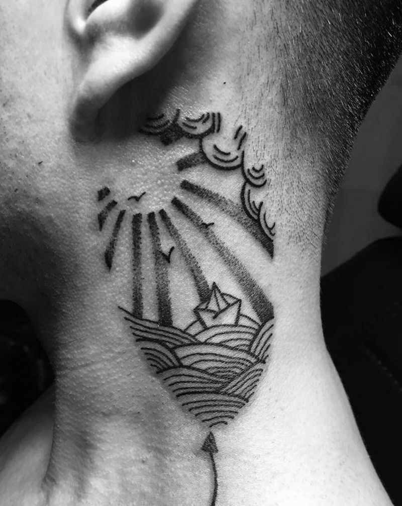 抽象气球纹身图片_颈部点刺图腾纹身图案