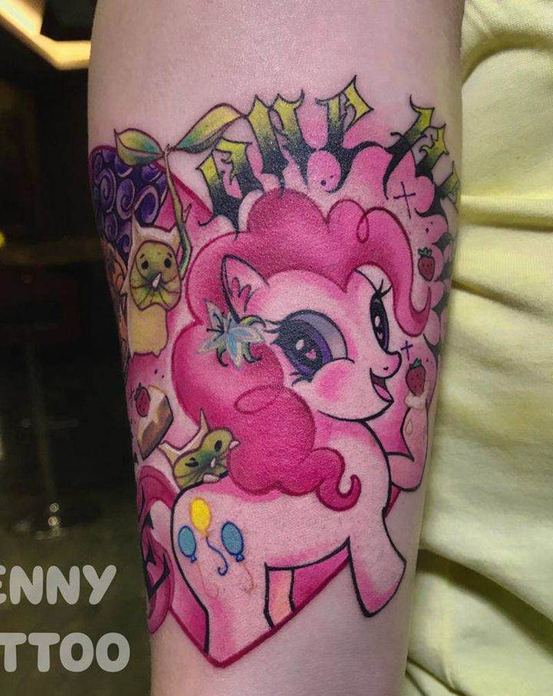 小马宝莉纹身图片_手臂New School花体字卡通原创哥特风格纹身图案