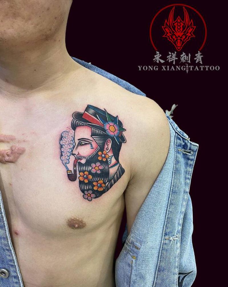 old school纹身图片_胸部手臂Old SchoolNew School纹身图案