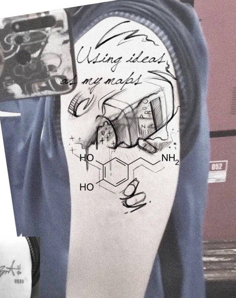 遮盖设计纹身图片_多巴胺字母纹身图案