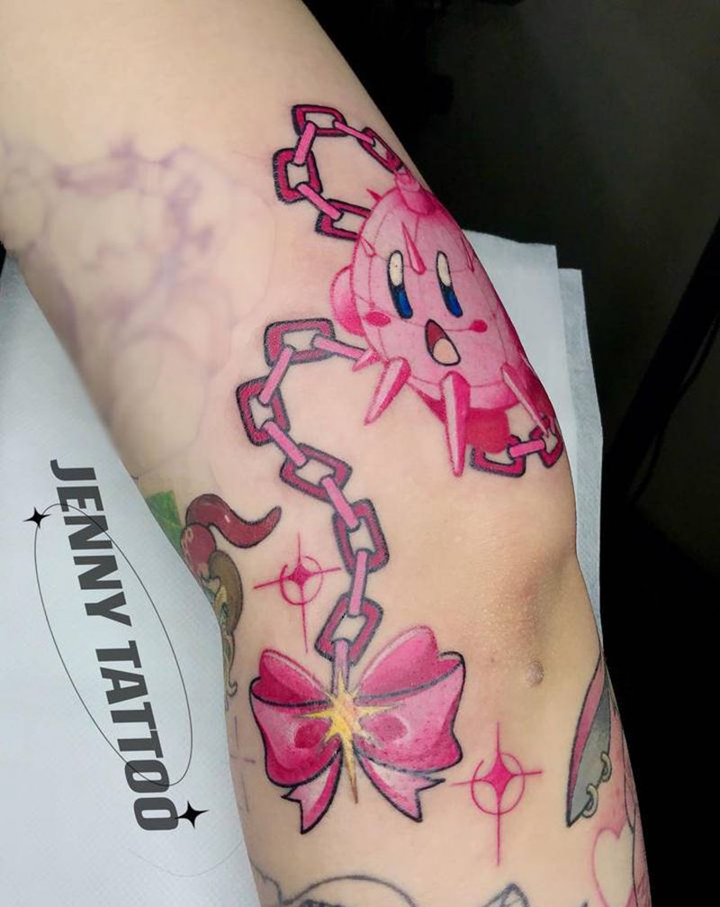 星之卡比纹身图片_手臂New School卡通原创纹身图案