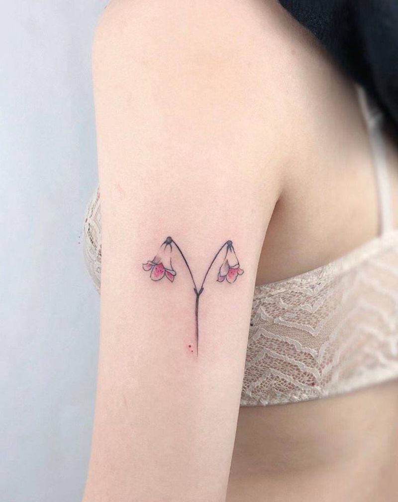 北极花纹身图片_水彩水墨小清新花卉纹身图案