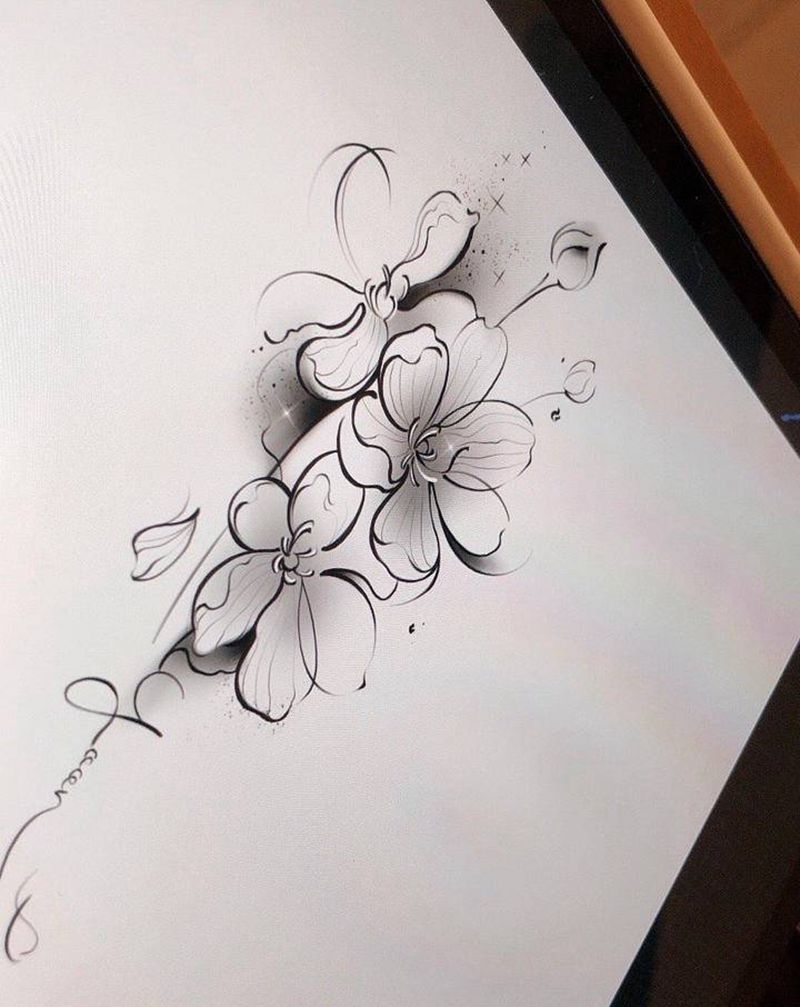 山荷叶定制文身手稿纹身图片_手臂山荷叶花卉纹身图案