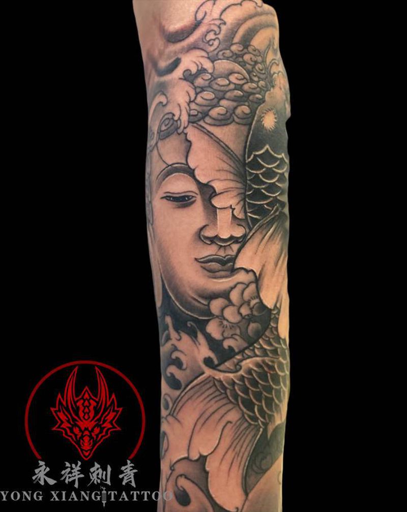 佛纹身图片_手臂手部新传统纹身图案
