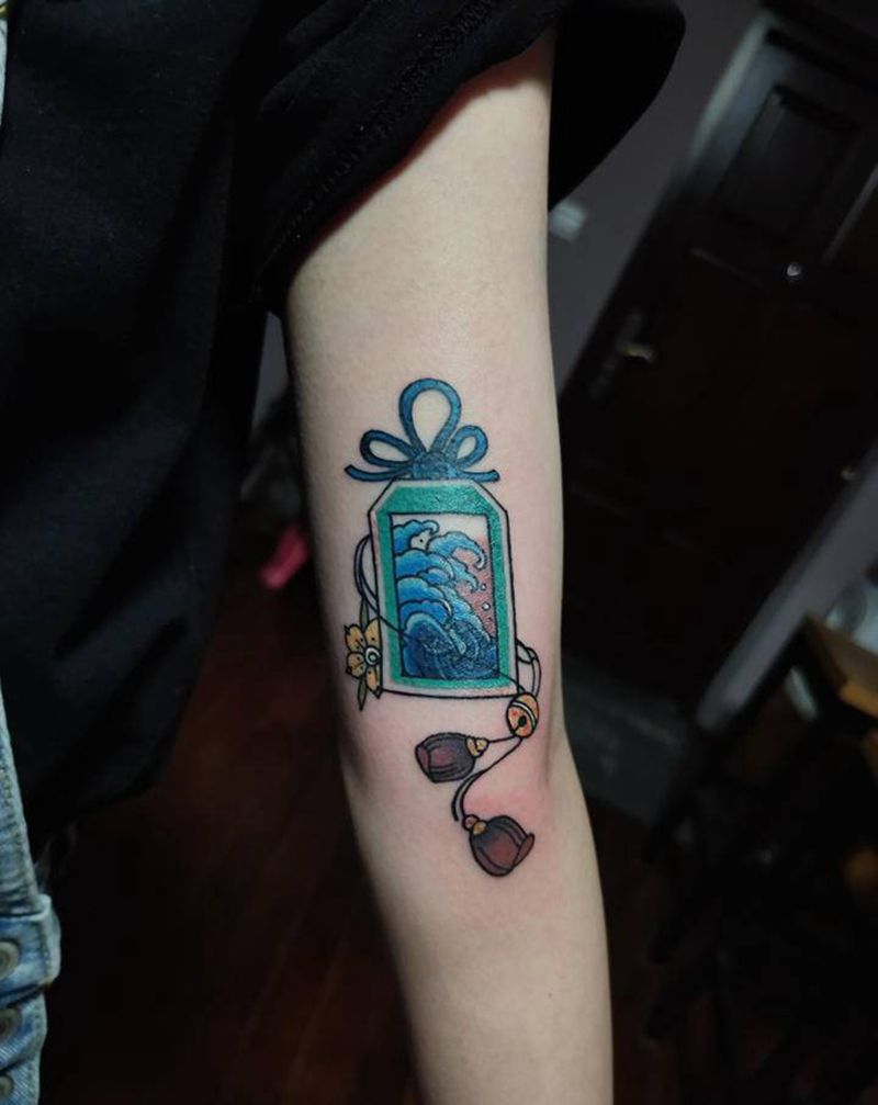 浪花手信纹身图片_手臂老传统纹身图案