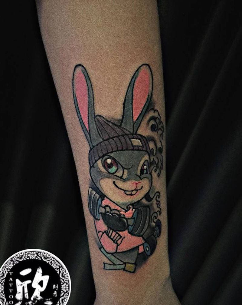 school兔子纹身图片_手臂New School纹身图案