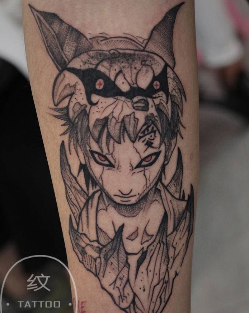 我爱罗纹身图片_手臂纹身图案