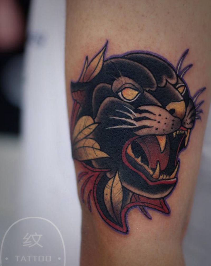 豹子纹身图片_手臂纹身图案