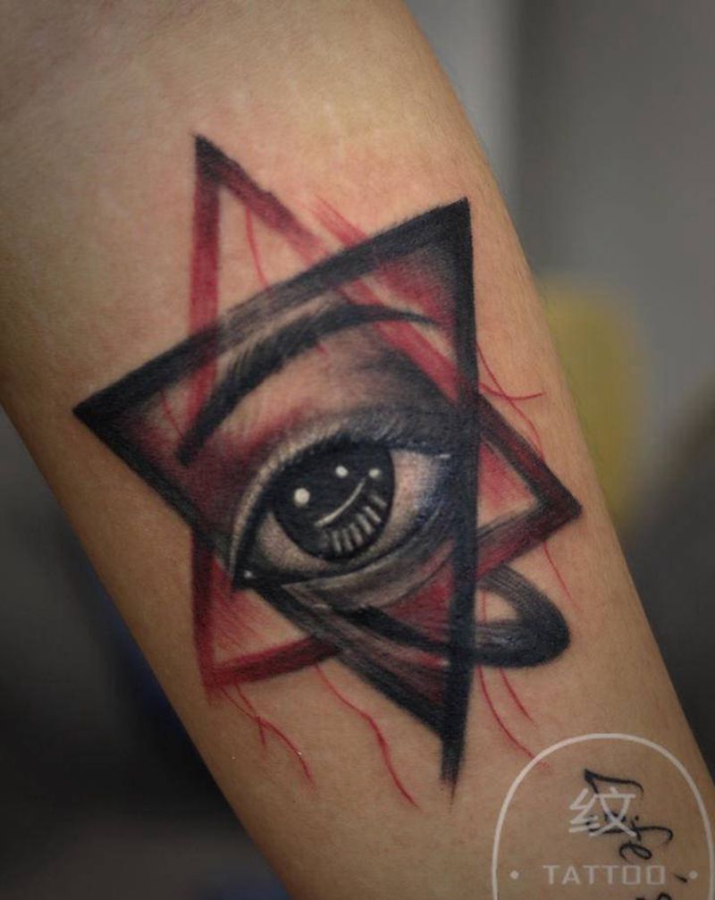 上帝之呀纹身图片_手臂纹身图案