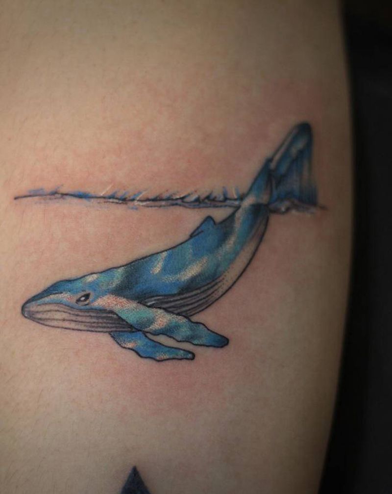 鲸鱼纹身图片_手臂纹身图案