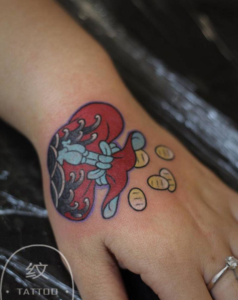 招财进宝纹身图片_手部纹身图案