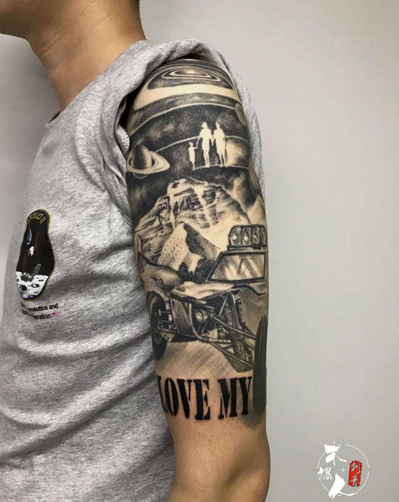 我爱我的家人纹身图片_肩部纹身图案