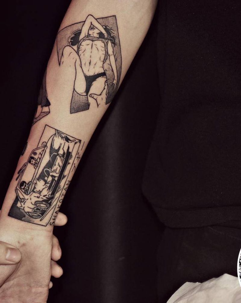 个性小图拼接小臂纹身图片_手臂个性小图纹身图案