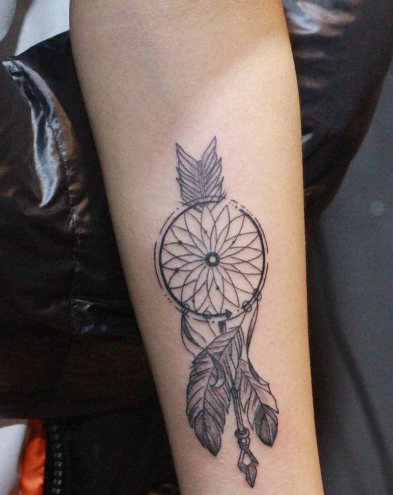 捕梦网纹身图片_手臂几何图腾纹身图案