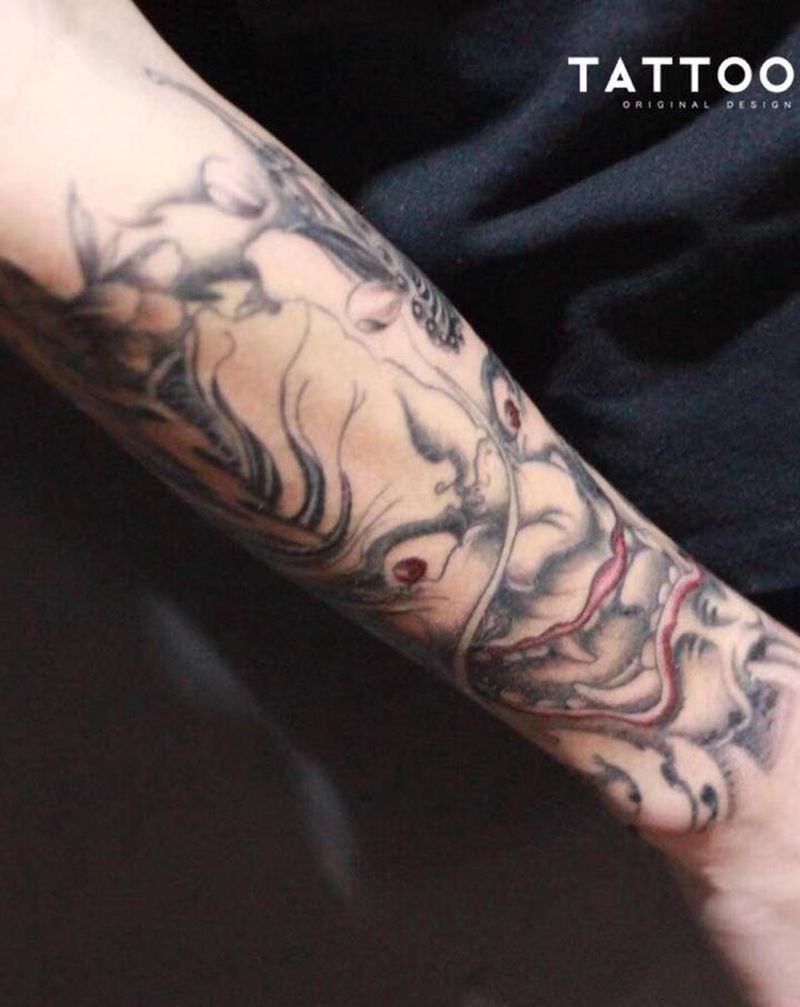 般若纹身图片_手臂新传统纹身图案