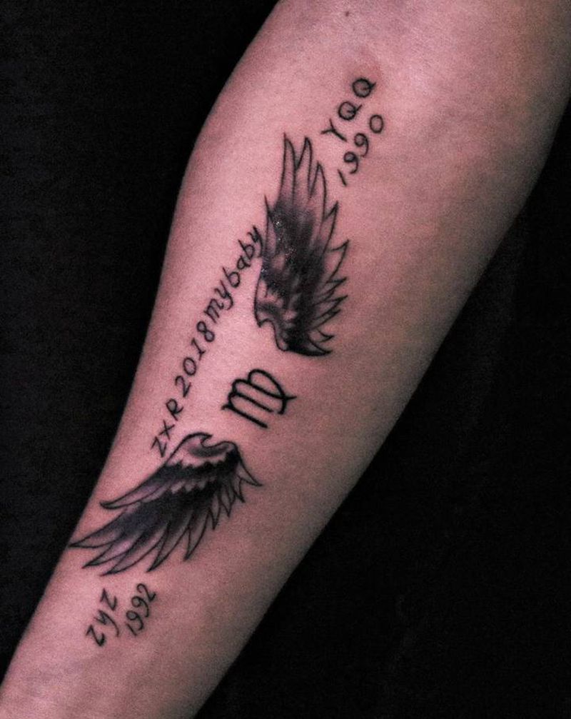 翅膀纹身图片_手臂翅膀纹身图案