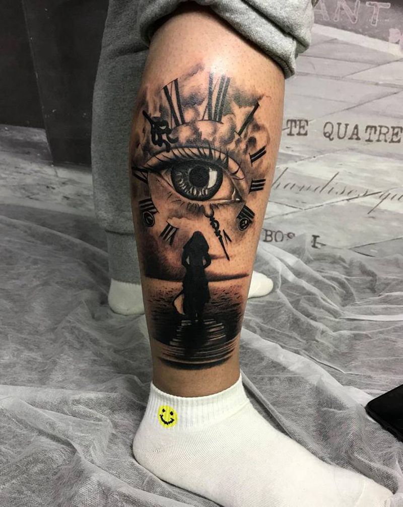 写实纹身图片_腿部欧美写实纹身图案