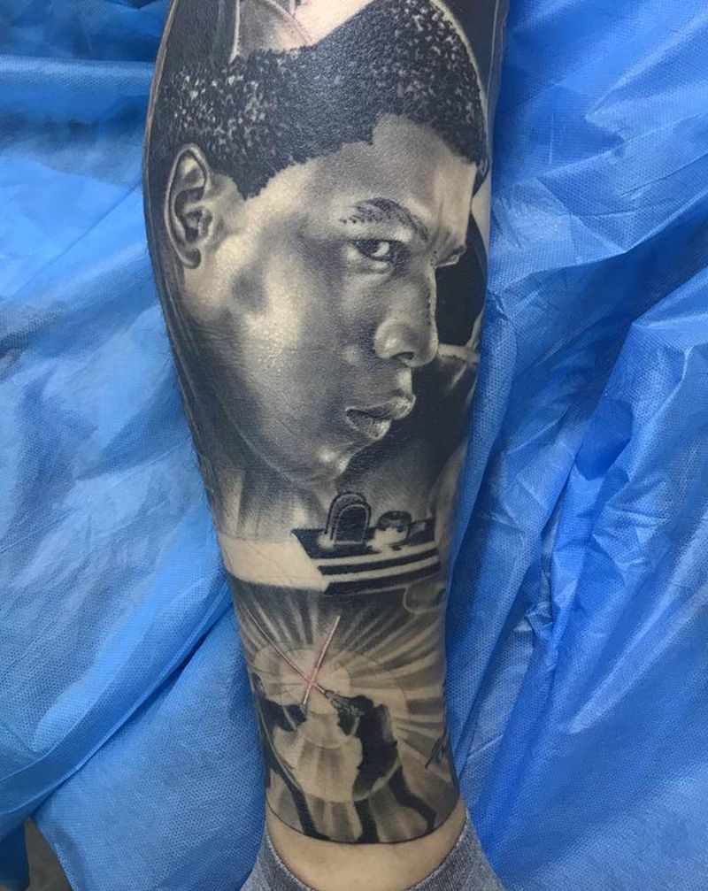 星战部分分享纹身图片_腿部欧美写实纹身图案