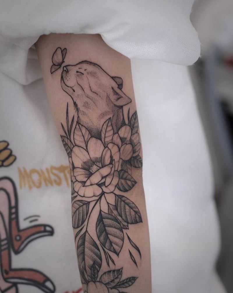 素花纹身图片_手臂纹身图案