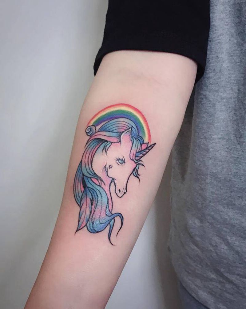 独角兽纹身图片_手臂纹身图案