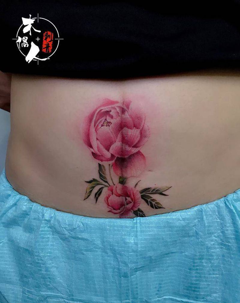 疤痕遮盖纹身图片_腹部欧美写实纹身图案