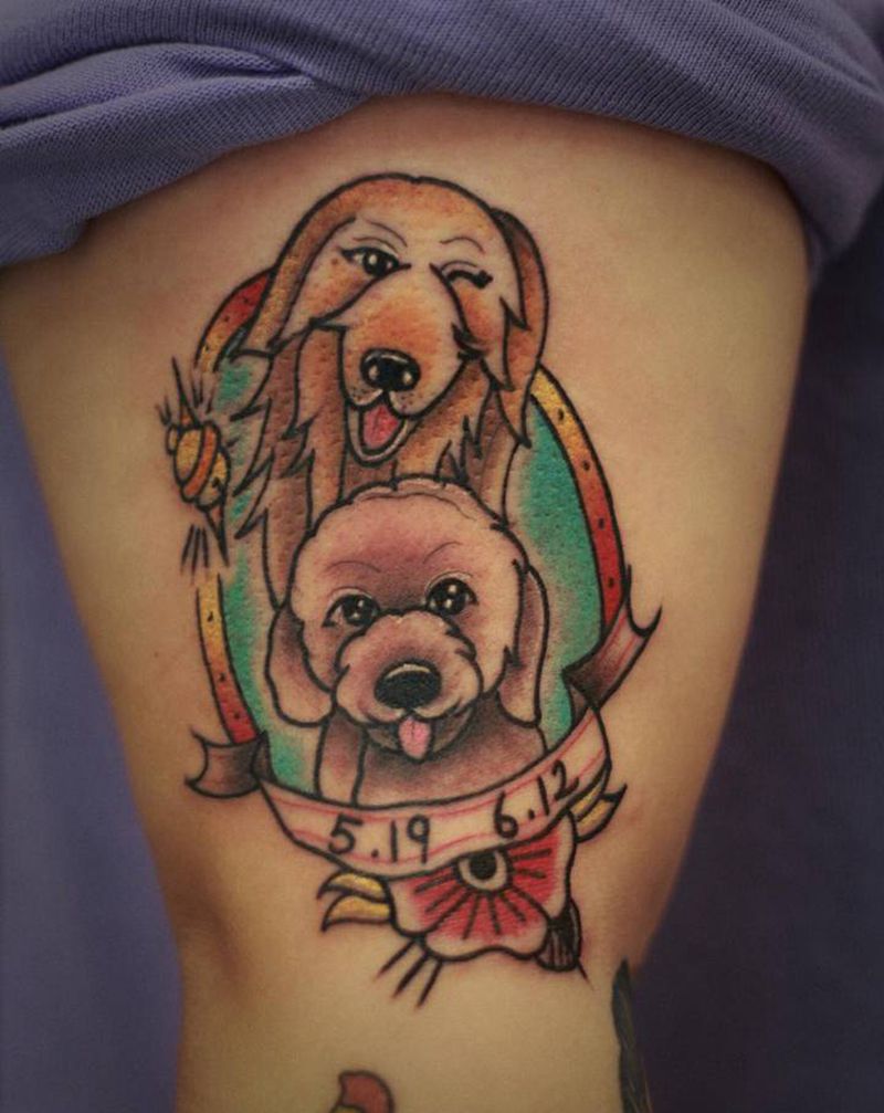 狗狗纹身纹身图片_手臂纹身图案