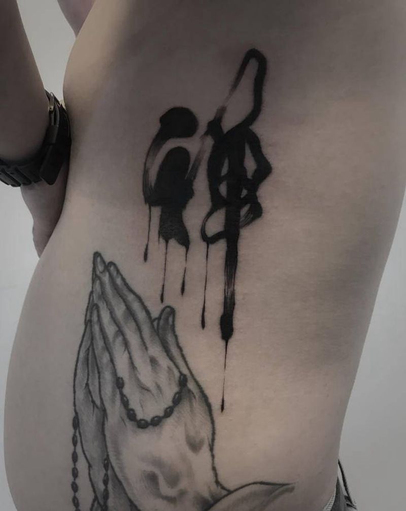 禅纹身图片_腰部腹部纹身图案